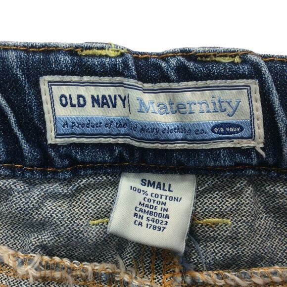 Old Navy Maternity Jean Skirt Women’s Sz S Back Elastic Waist Pockets Low Rise - Picture 2 of 6